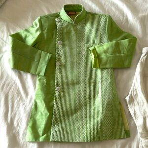 Indian boys 4T sherwani sage green and white